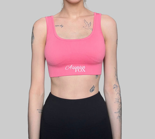 Ribbed Luxe Bra - Deep Pink